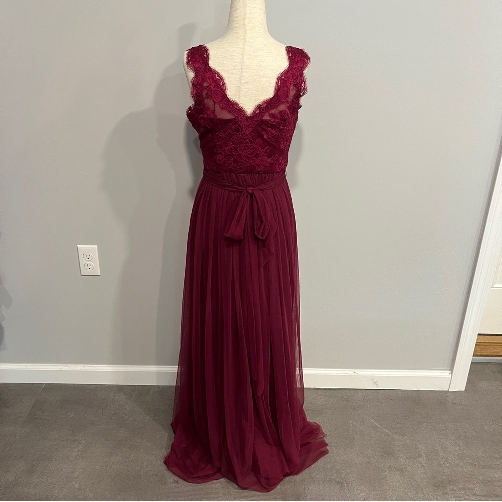 Anthropologie Hithero Red Lace Long‎ Chiffon Dress 4 - Picture 10 of 10